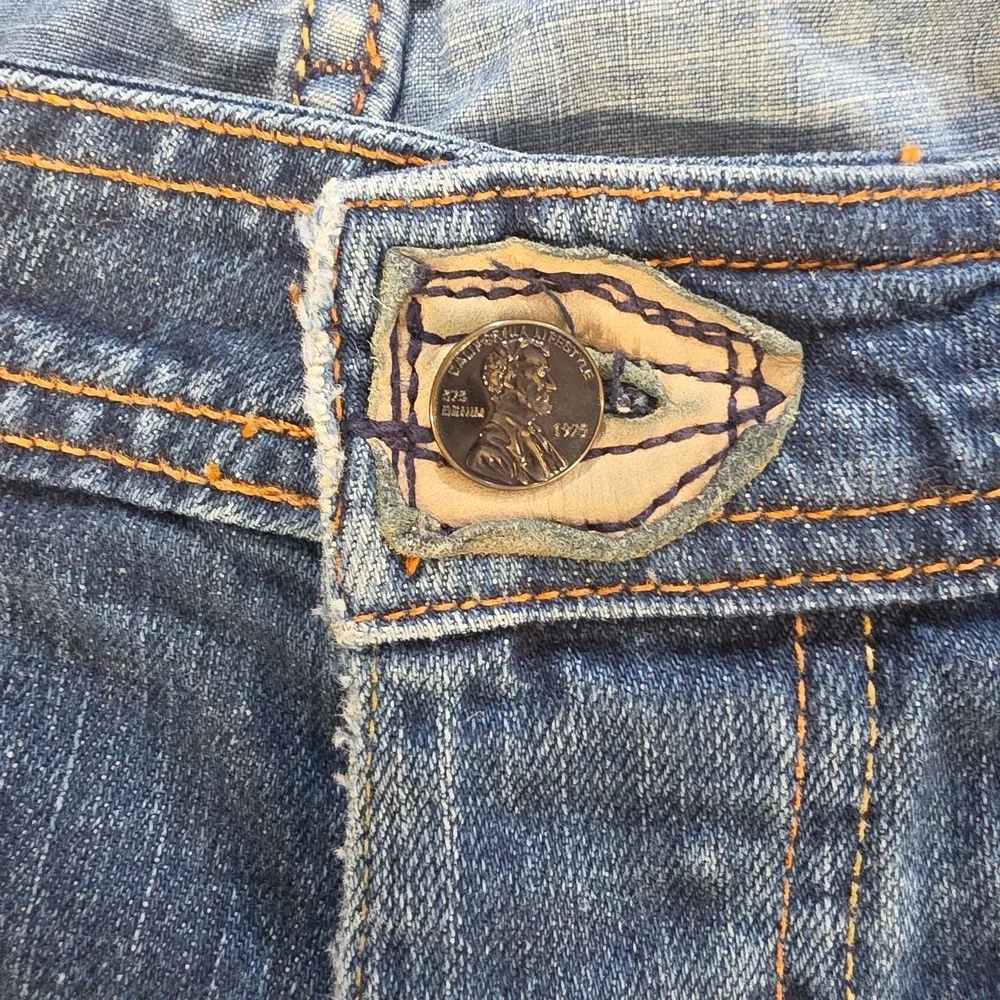 Vintage 575 Denim Chris Mens 38x32 Heavy Distressed Bootcut Flare Jeans Y2K USA